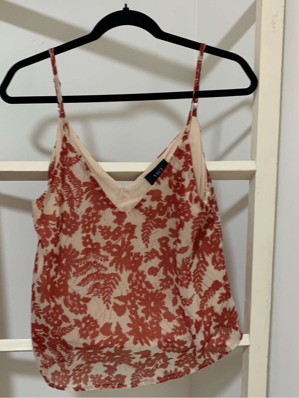 Vici Cream and Rust Floral Print Satin Cami